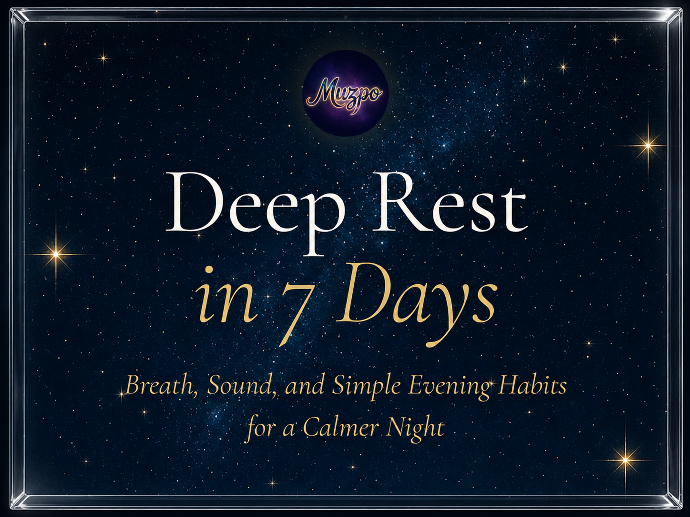 Deep Rest in 7 Days ebook cover in a dimensional transparent frame